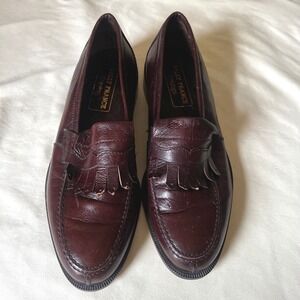 Vintage Bally France Burgundy‎ Leather Kiltie Loafers Men's Size 8 E Narrow